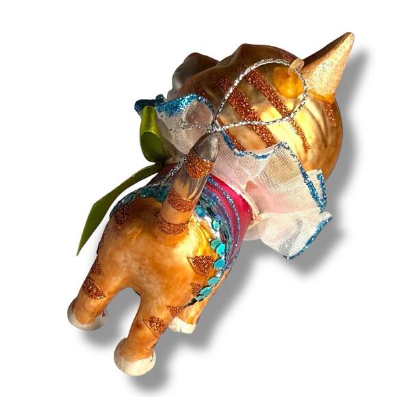 RAZ Imports Orange Tabby Cat Blown Glass Christmas Ornament Anthropomorphic 4” - Picture 11 of 16